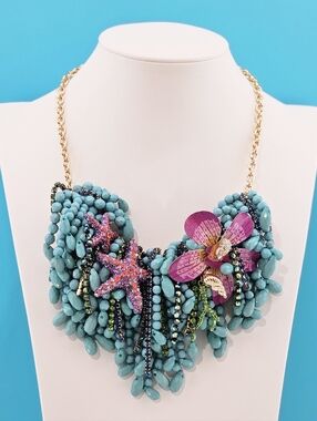 Betsey Johnson Mermaid Jewels Necklace Sealife Statement Vacation Beach Summer